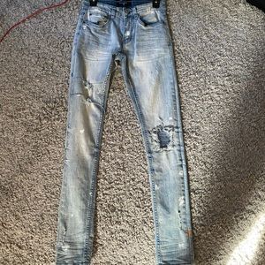 Mens Serenede Paint Splatter Skinny Jeans